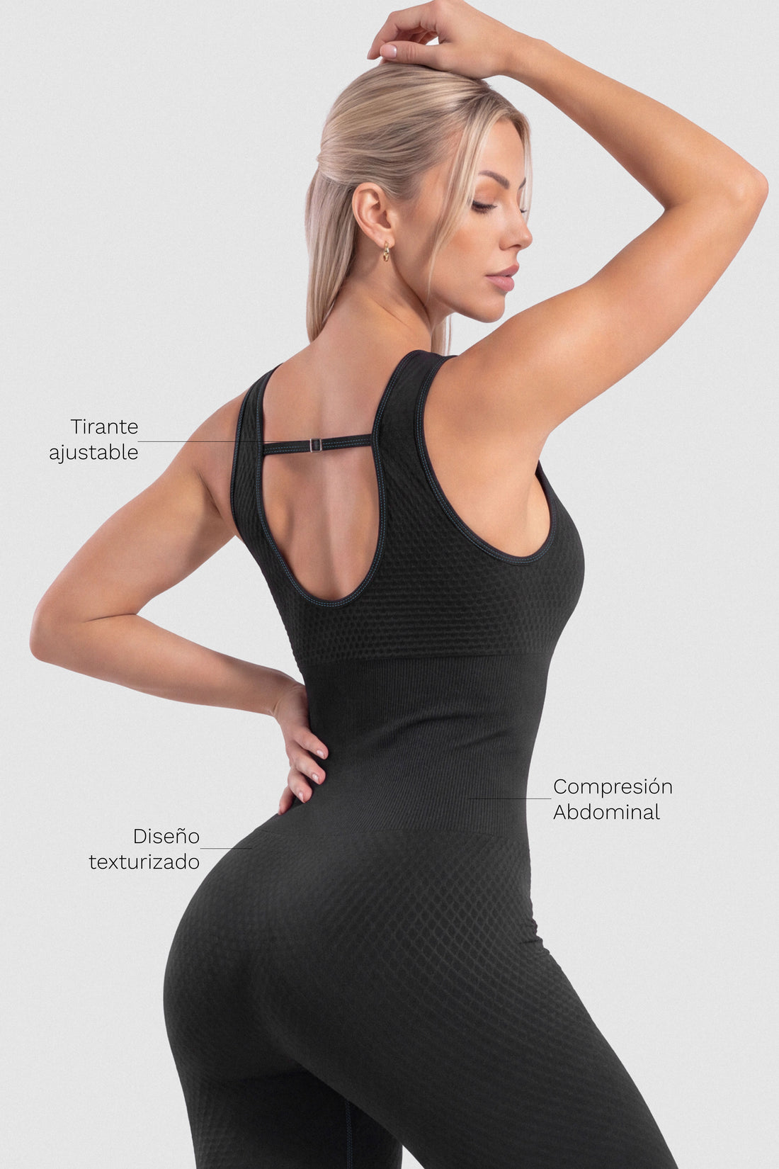 ENTERIZO DEPORTIVO NEGRO TEXTURIZADO AJUSTE CÓMODO