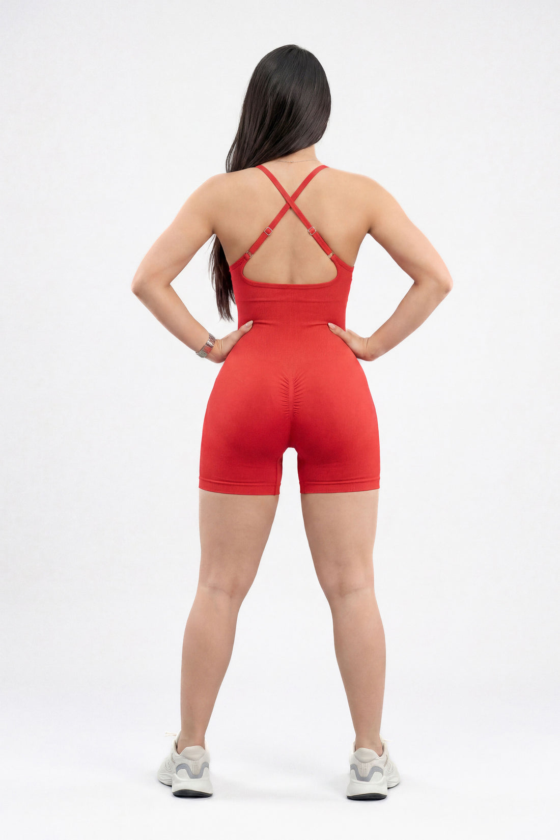 ENTERIZO SEAMLESS PUSH UP ROJO TIRANTES CRUZADOS RVC