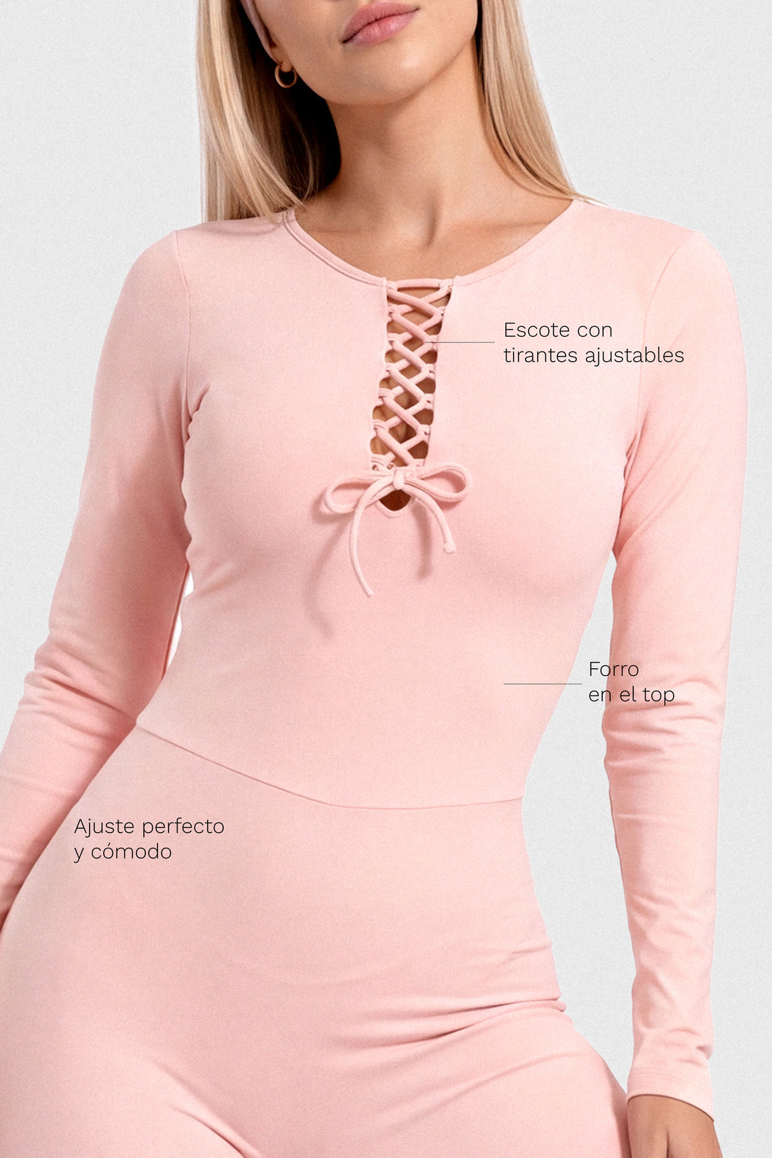 ENTERIZO MANGA LARGA BOTA CAMPANA ROSA MUSE CCR