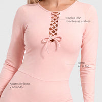ENTERIZO MANGA LARGA BOTA CAMPANA ROSA MUSE CCR