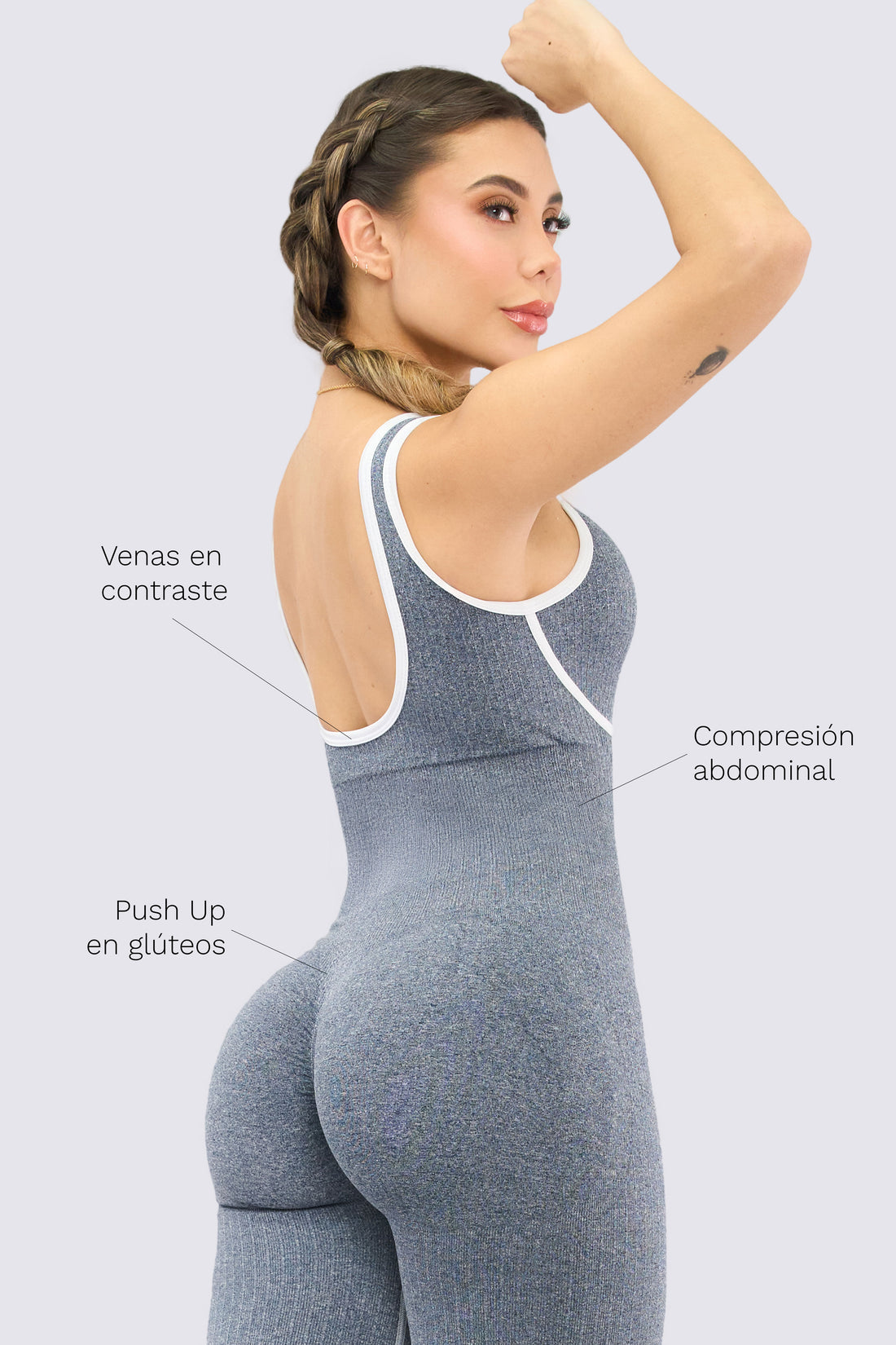 ENTERIZO SEAMLESS AZUL CON  VENAS EN CONTRASTE RVC