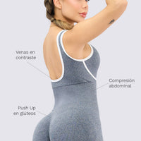 ENTERIZO SEAMLESS AZUL CON  VENAS EN CONTRASTE RVC
