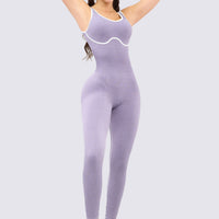 ENTERIZO SEAMLESS LILA CON  VENAS EN CONTRASTE RVC