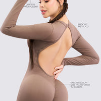 ENTERIZO SEAMLESS  MOCCA TEJIDO ACANALADO RVC