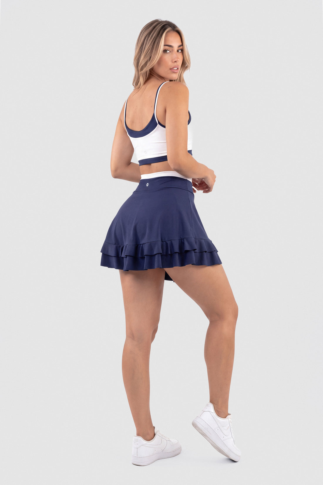 FALDA AZUL MARINO Y VOLANTES PPC