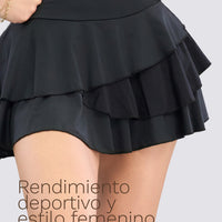 FALDA DEPORTIVA NEGRA CON VOLANTES RVC