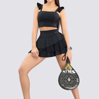 TOP CROP NEGRO CON VOLANTES RVC