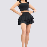 TOP CROP NEGRO CON VOLANTES RVC