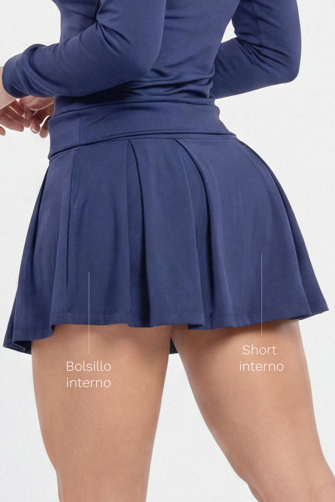 FALDA DEPORTIVA AZUL MARINO CON PLIEGUES RVC