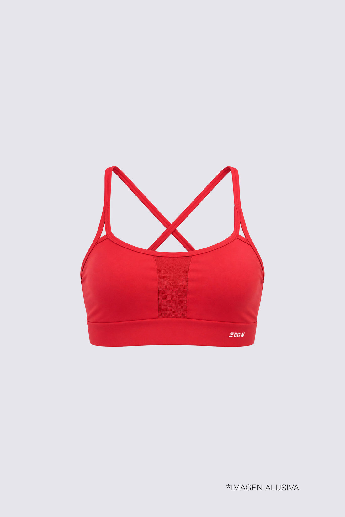 TOP ROJO DE TIRANTES CRUZADOS Y MALLA RVC