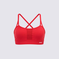 TOP ROJO DE TIRANTES CRUZADOS Y MALLA RVC