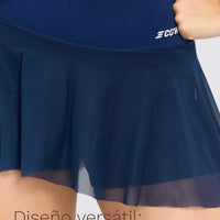 FALDA DEPORTIVA AZUL MARINO CON CAPA DE MALLA RVC