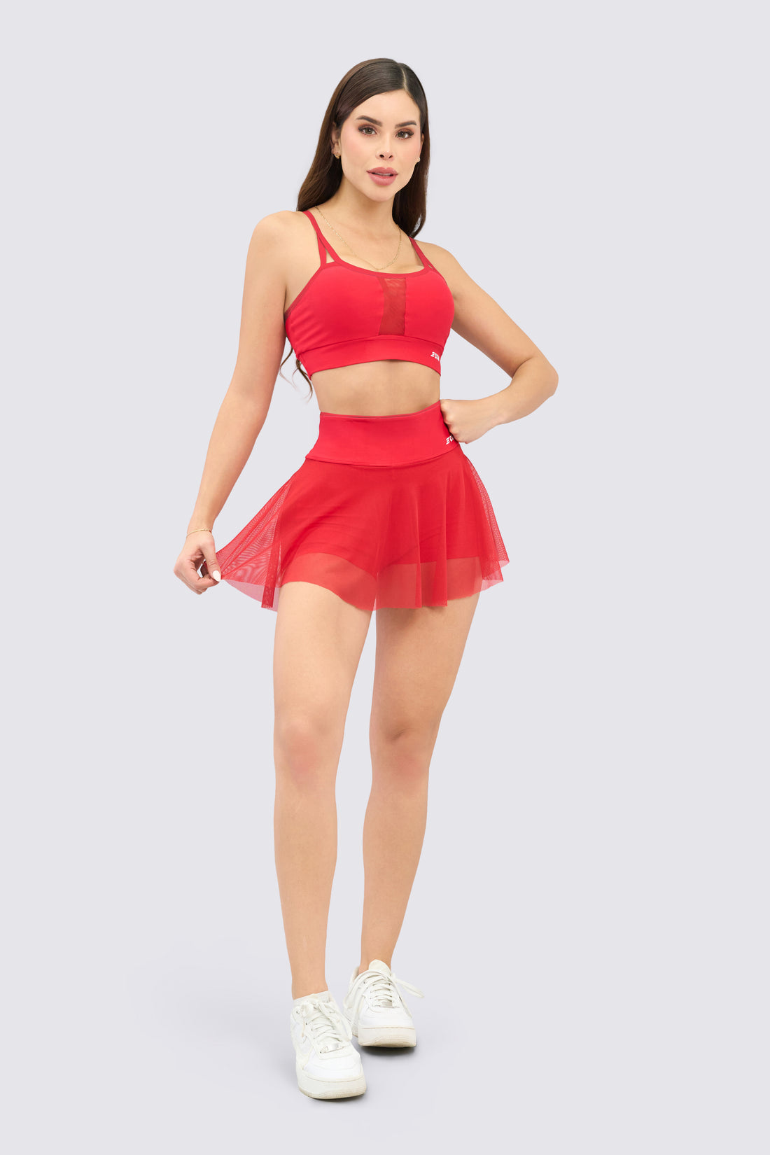 FALDA DEPORTIVA ROJA CON CAPA DE MALLA RVC