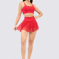 FALDA DEPORTIVA ROJA CON CAPA DE MALLA RVC