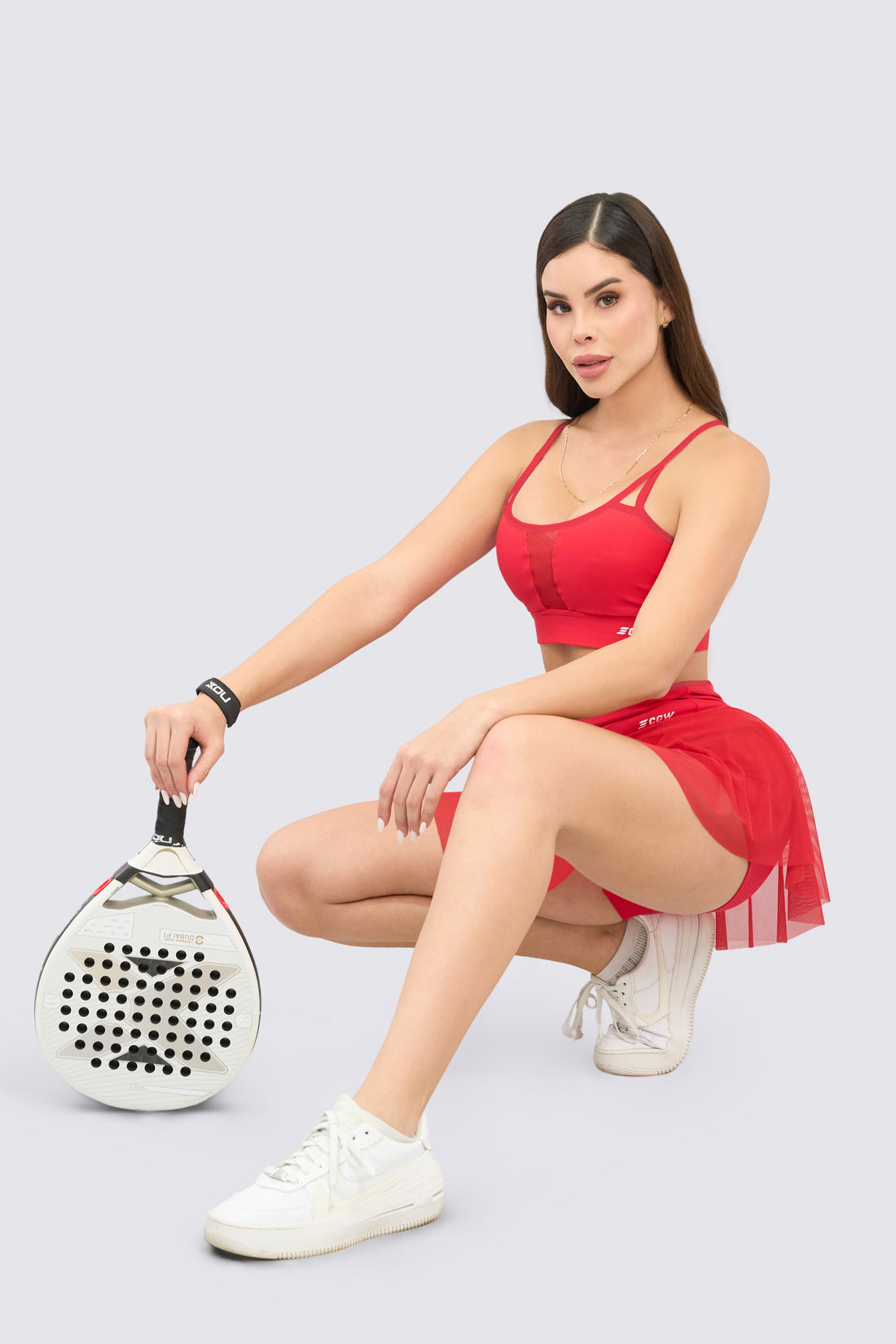 FALDA DEPORTIVA ROJA CON CAPA DE MALLA RVC