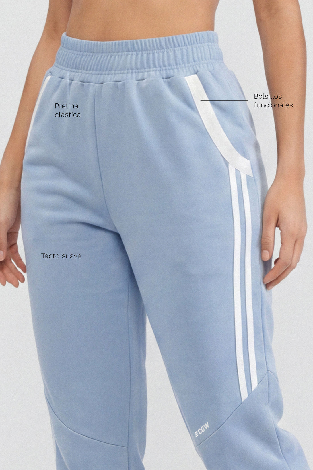 JOGGER BABY BLUE CON FRANJAS LATERALES RVC CDC