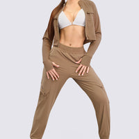 CHAQUETA CHOCOLATE CIERRE FRONTAL CCR