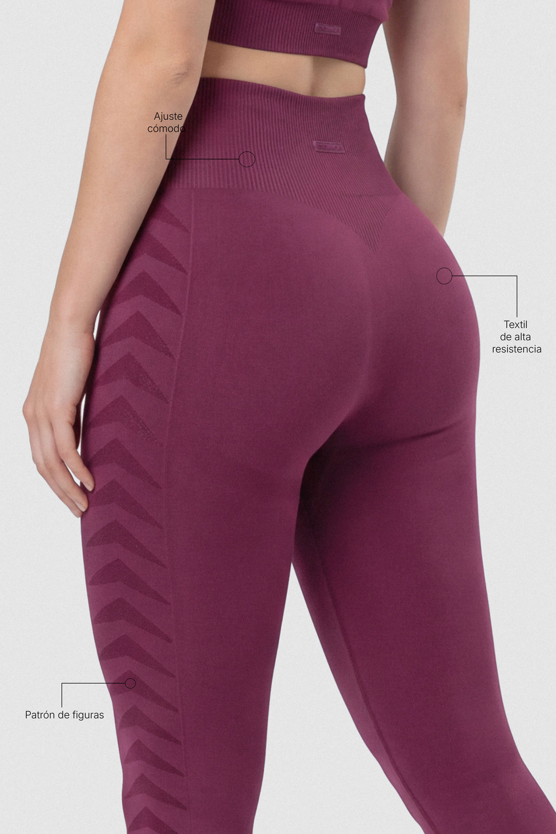 LEGGINGS MERLOT PATRÓN GEOMÉTRICO LATERAL PPC