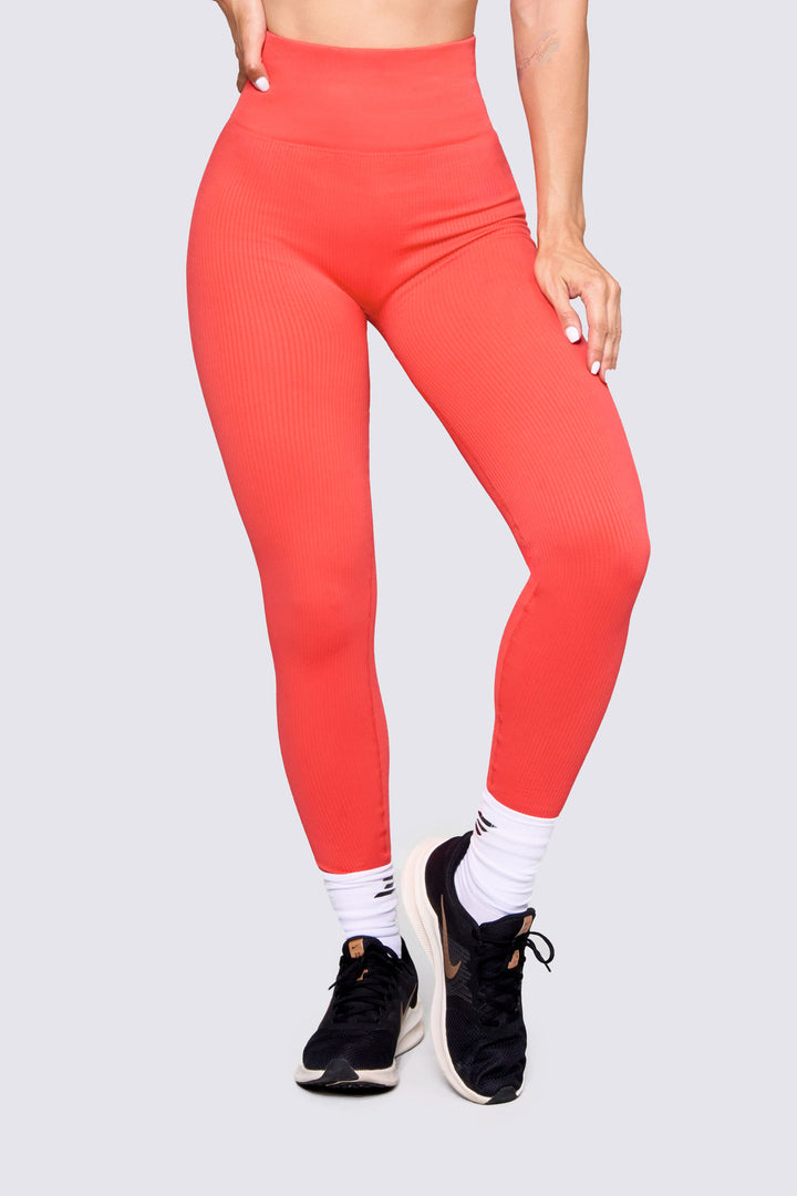 LEGGINGS COLOR CORAL ELABORADO EN TELA RIB. 