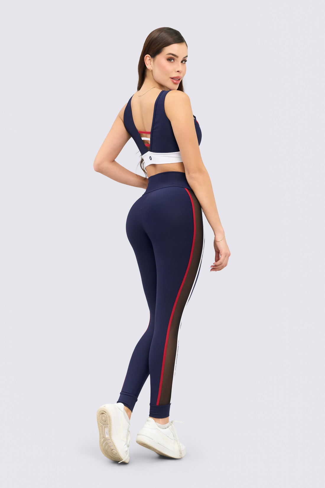 LEGGINGS AZUL MARINO CON PANELES LATERALES DE MALLA RVC