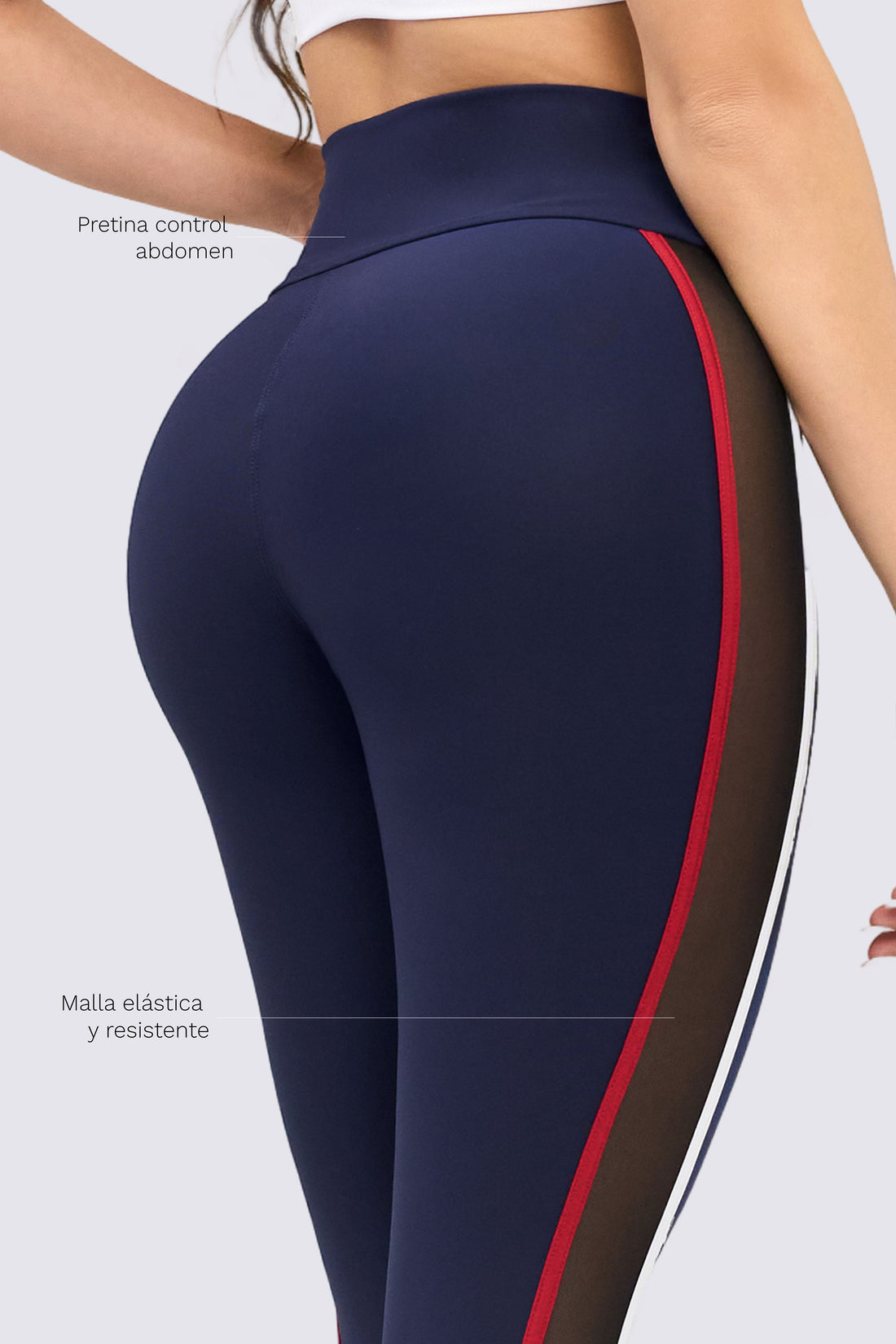 LEGGINGS AZUL MARINO CON PANELES LATERALES DE MALLA RVC