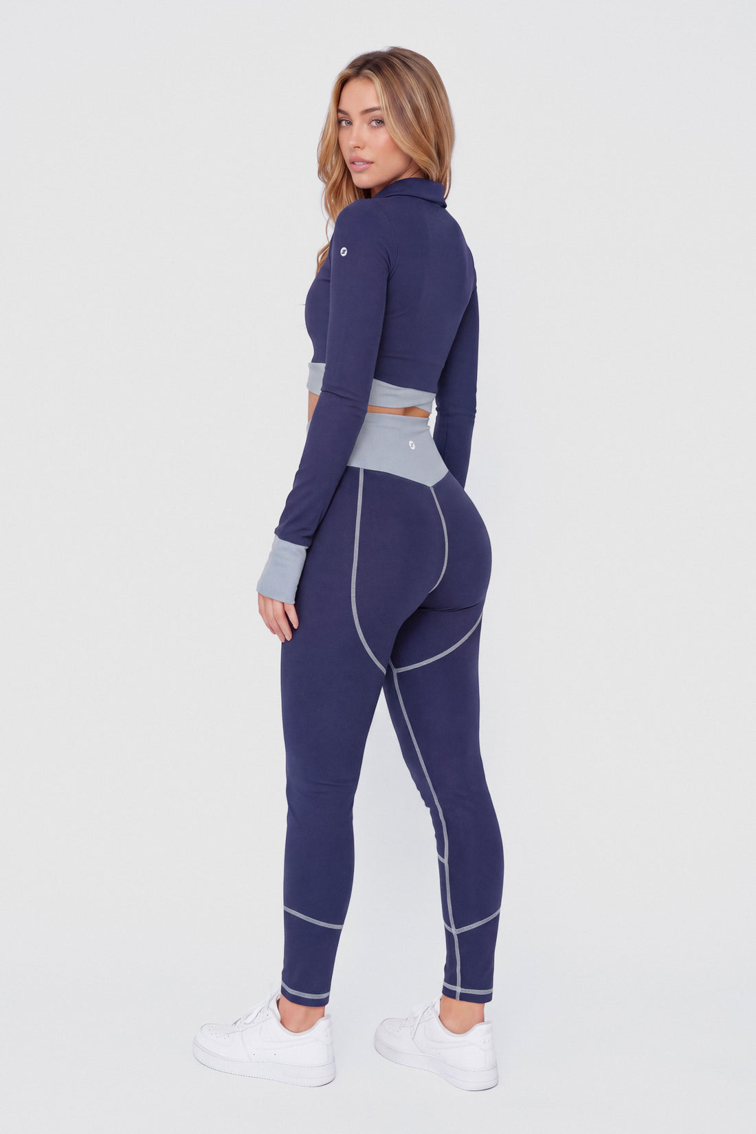 LEGGINGS AZUL MARINO TIRO ALTO Y PRETINA EN CONTRASTE PPC