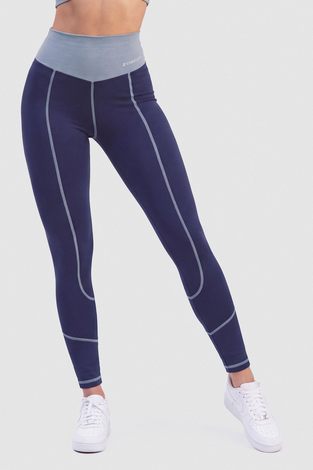 LEGGINGS AZUL MARINO TIRO ALTO Y PRETINA EN CONTRASTE PPC