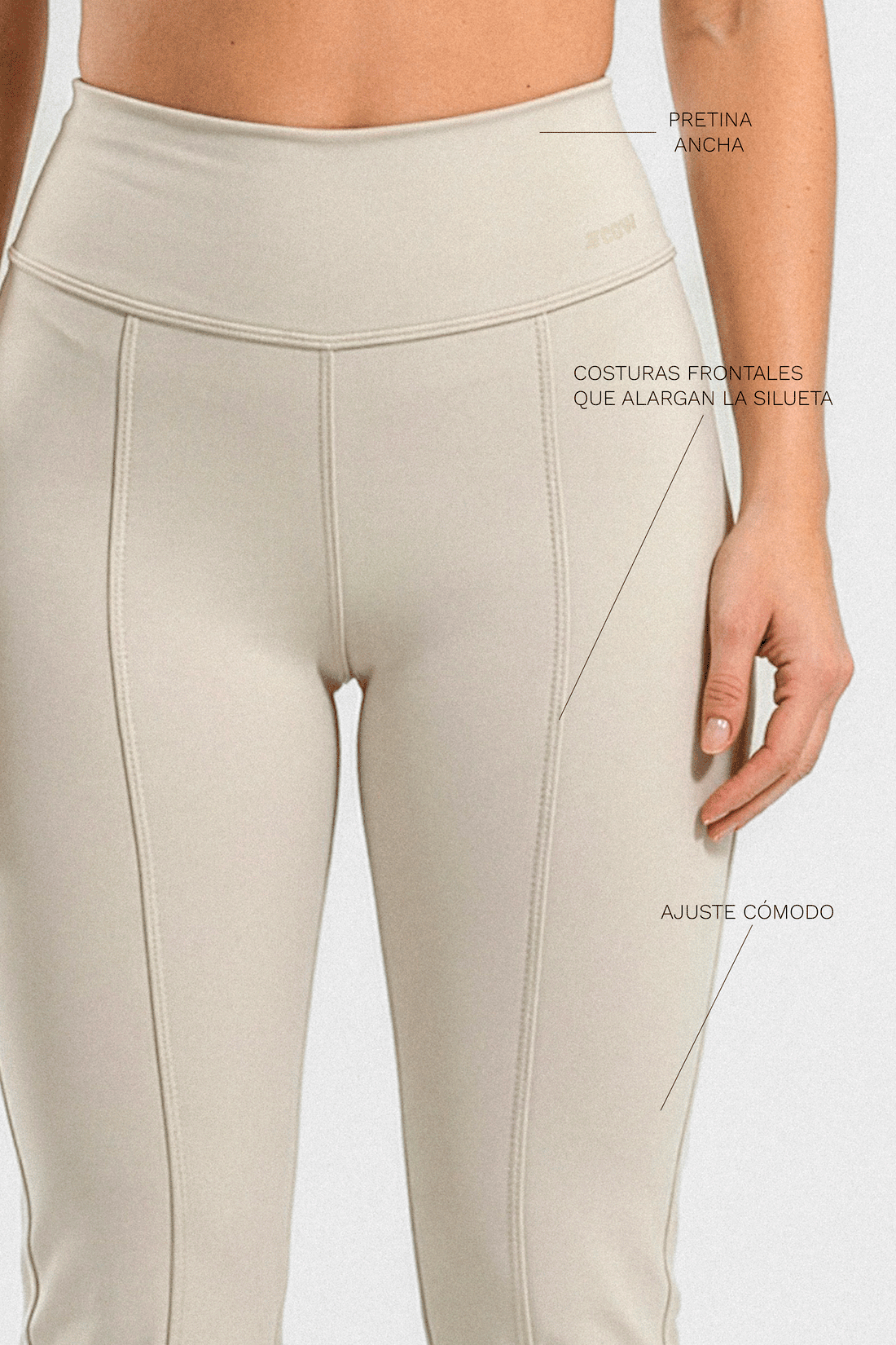 LEGGINGS FLARE BEIGE CON ABERTURA Y COSTURAS RVC