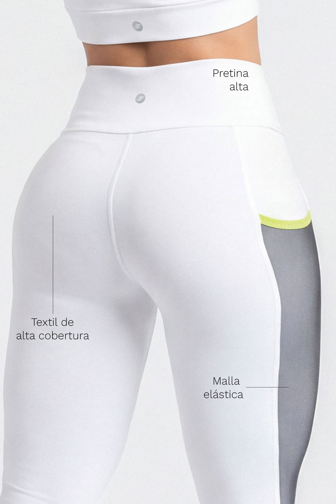 LEGGINGS DEPORTIVO BLANCO MALLA LATERAL  RVC