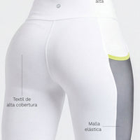 LEGGINGS DEPORTIVO BLANCO MALLA LATERAL  RVC