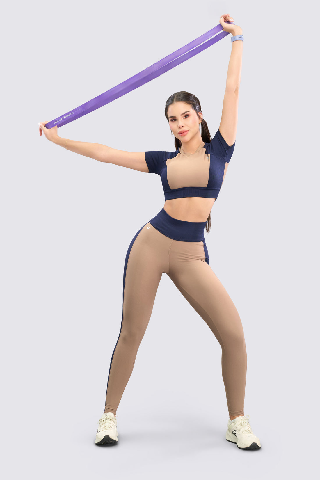 TOP DEPORTIVO CROP AZUL MARINO Y MOCCA RVC