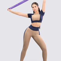 TOP DEPORTIVO CROP AZUL MARINO Y MOCCA RVC