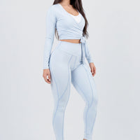 LEGGINGS BABY BLUE CON PRETINA ALTA CDC