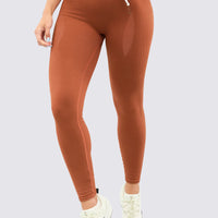 Leggings seamless color terracota, perfecto para running o training, ¡Compra ahora!