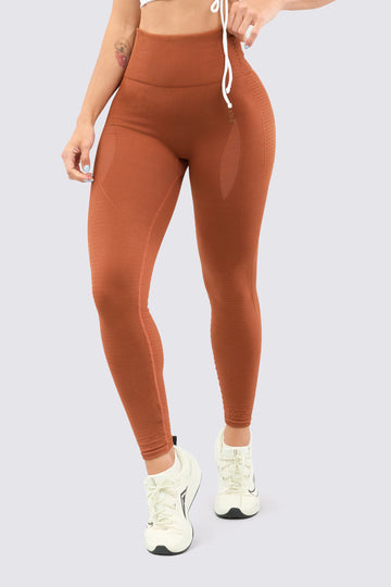 Leggings seamless color terracota, perfecto para running o training, ¡Compra ahora!