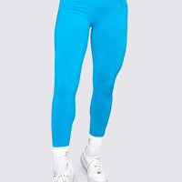 LEGGINGS SEAMLESS COLOR AZUL, AJUSTE TALLE ALTO. 