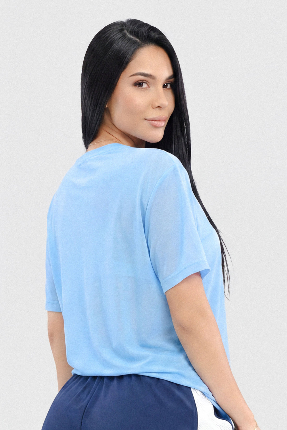 CAMISETA EN MALLA AZUL CLARO CDC