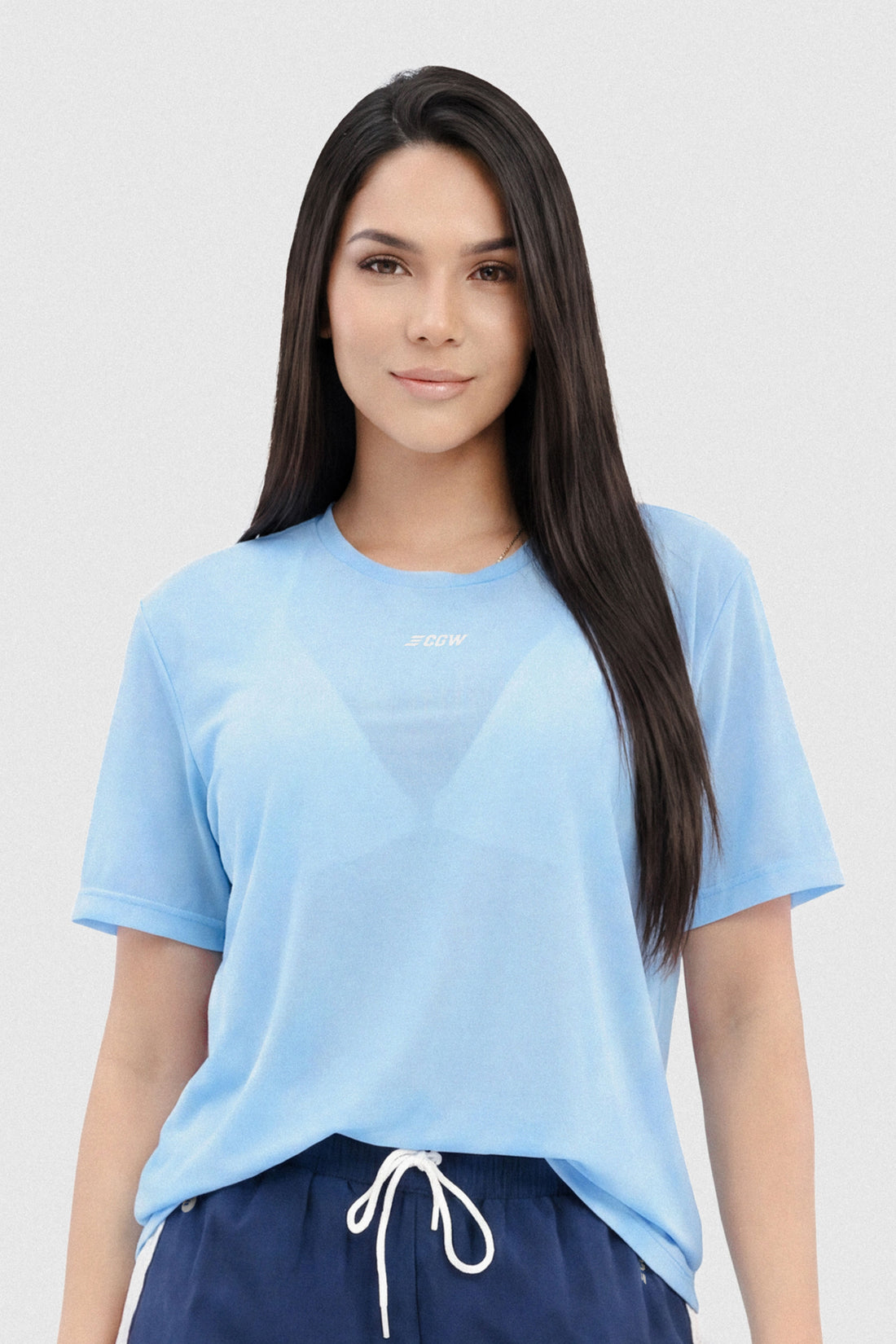 CAMISETA EN MALLA AZUL CLARO CDC