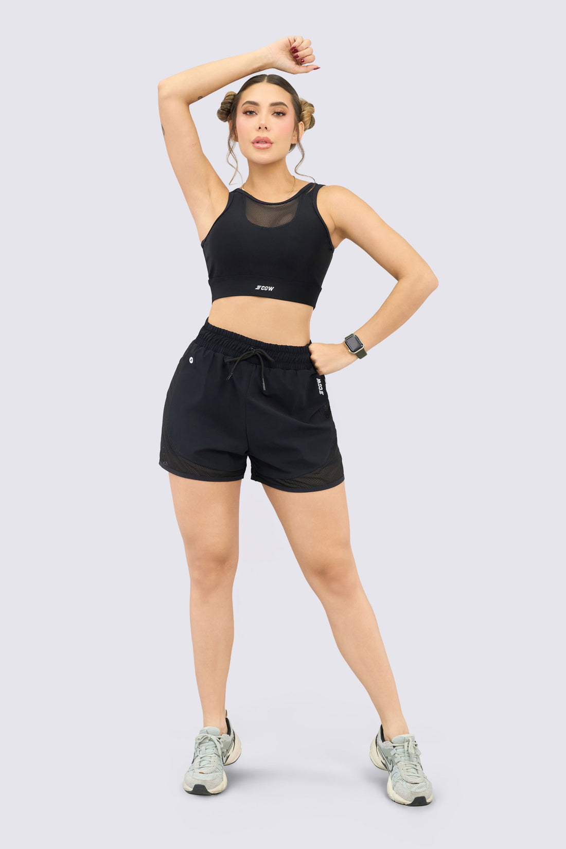 PANTALONETA NEGRA CON MALLAS LATERALES RVC