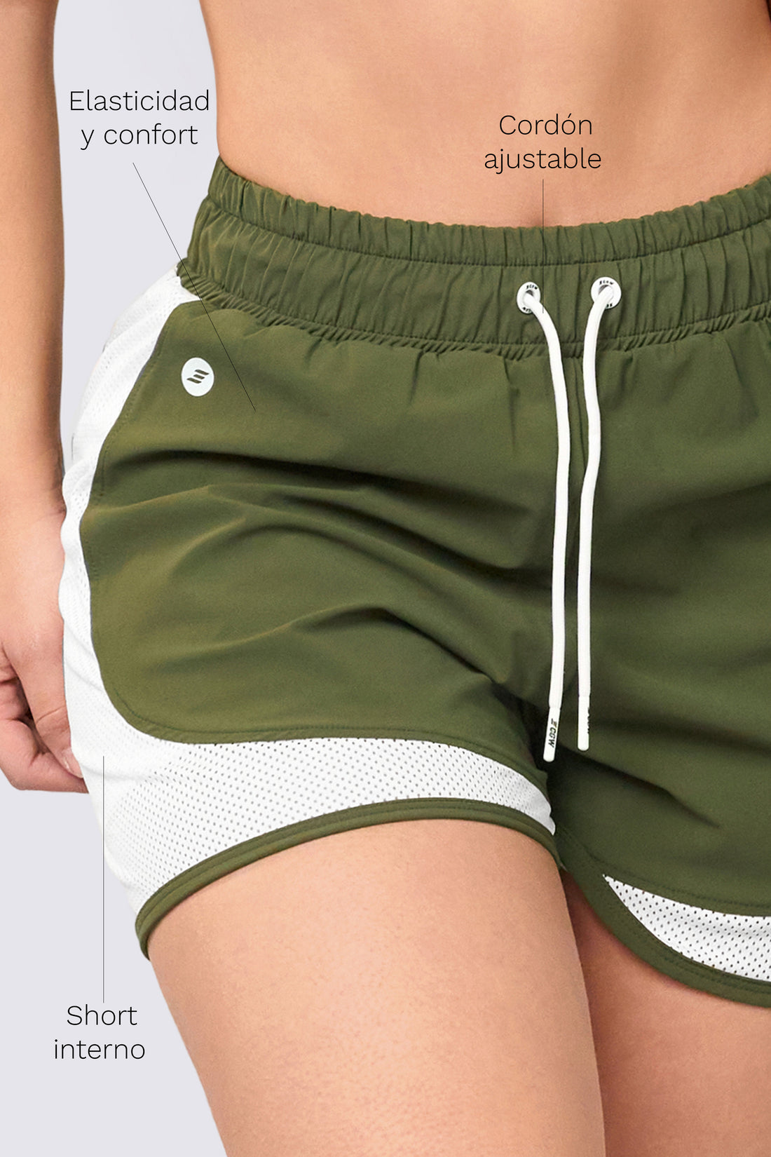 PANTALONETA VERDE CON MALLAS LATERALES RVC