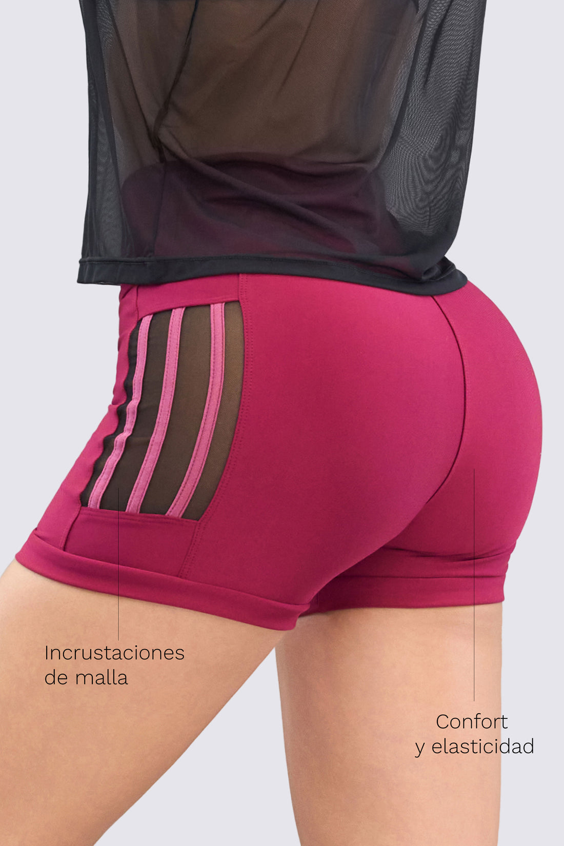SHORT VINOTINTO MALLA LATERAL RVC