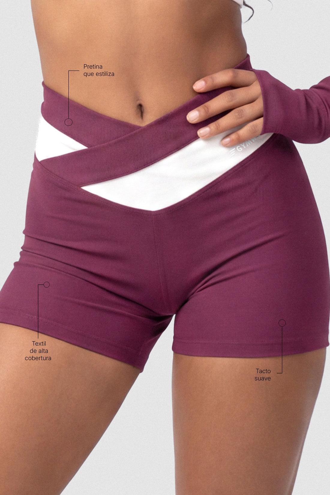 SHORT VINOTINTO PRETINA CRUZADA PPC