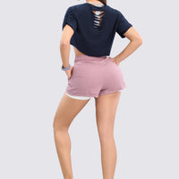 CAMISETA CROP AZUL MARINO CON CORTES TRASEROS RVC