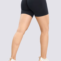 Short seamless color negro, de pretina delgada, efecto push up y patrones sutiles. 