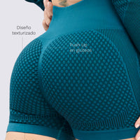 SHORT SEAMLESS TEXTURIZADO VERDE TURQUESA RVC