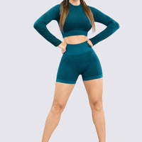 SHORT SEAMLESS TEXTURIZADO VERDE TURQUESA RVC