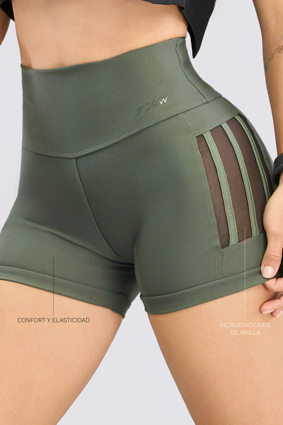 SHORT VERDE MALLA LATERAL RVC