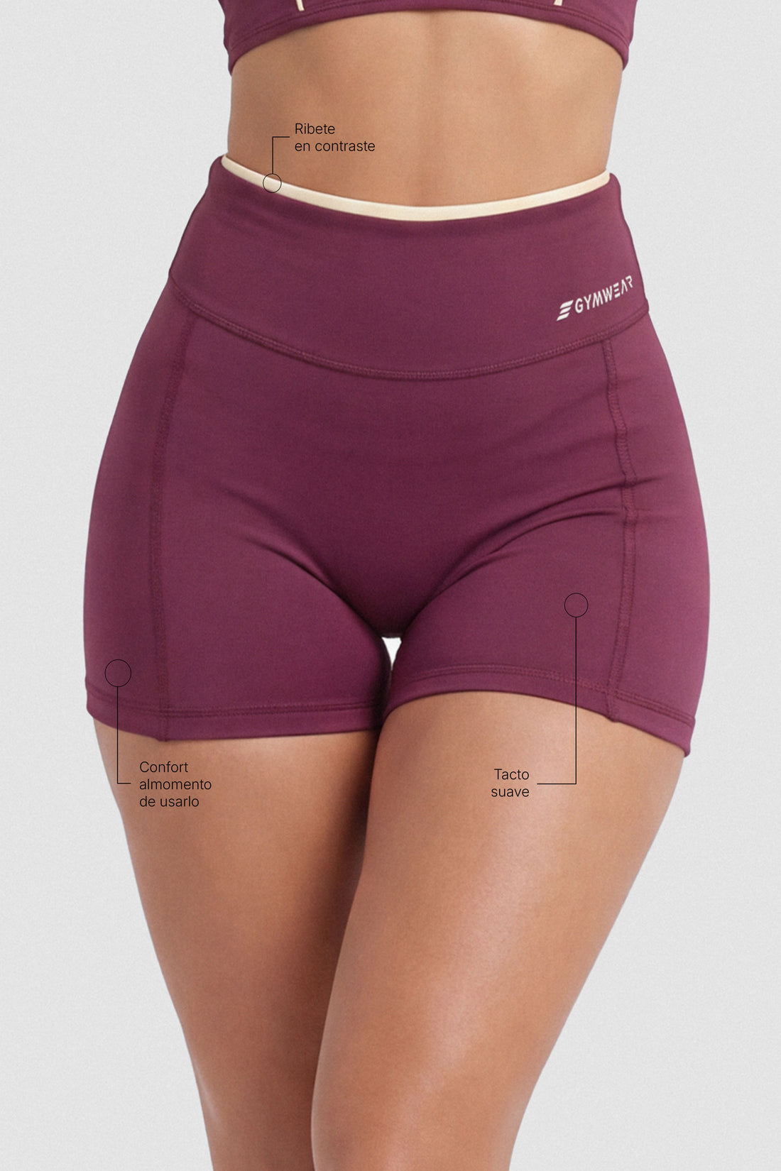 SHORT VINOTINTO CON RIBETE AMARILLO MANTEQUILLA PPC