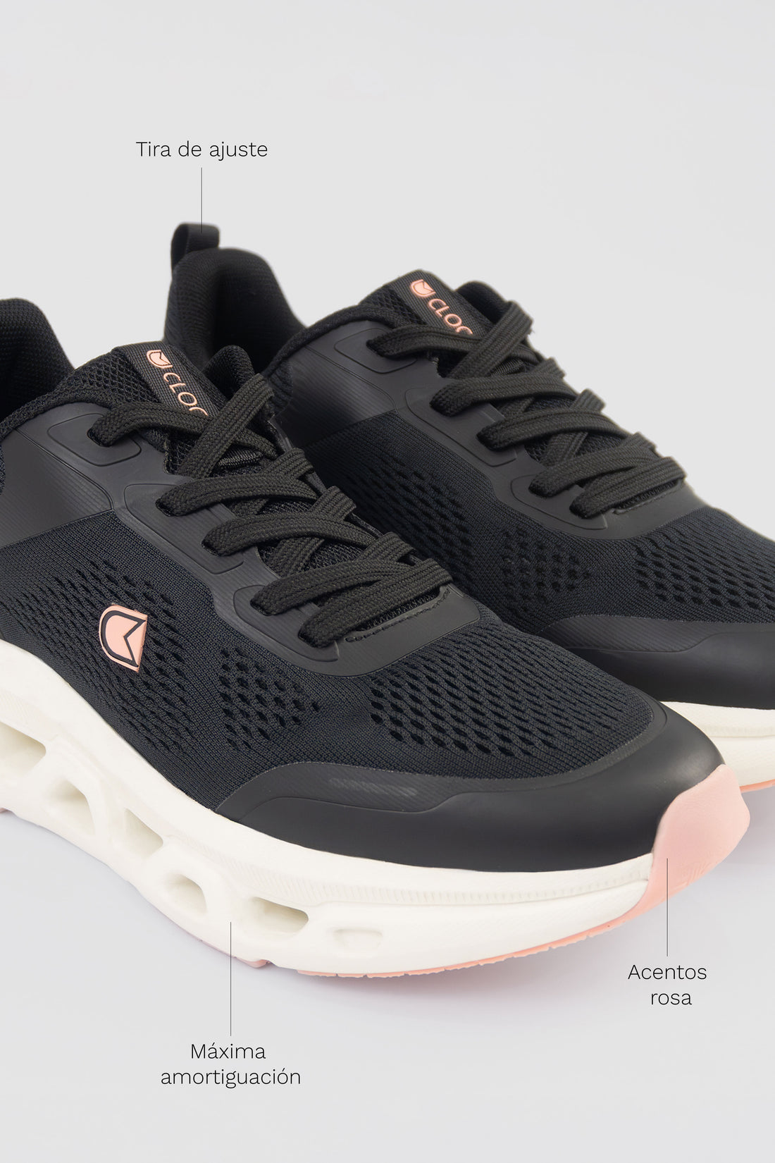 TENIS MUJER NEGRO RUNNING