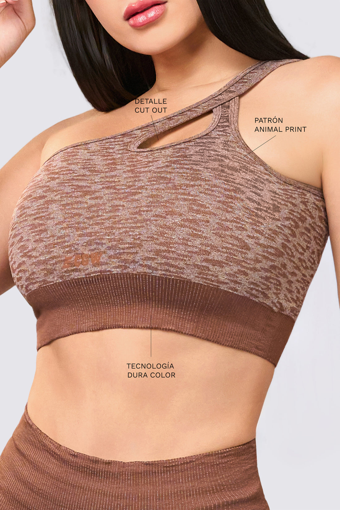 TOP ANIMAL PRINT CAFÉ ESCOTE ASIMÉTRICO RVC